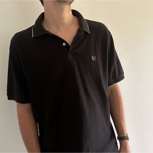 CHAPS  BLACK SHIRT SLEEVE POLO - XL